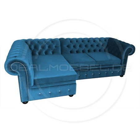 Chesterfield Ecksofa mit Schlaffunktion und Stauraum Normal 160x260