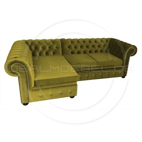 Chesterfield Ecksofa mit Schlaffunktion und Stauraum Normal 160x260