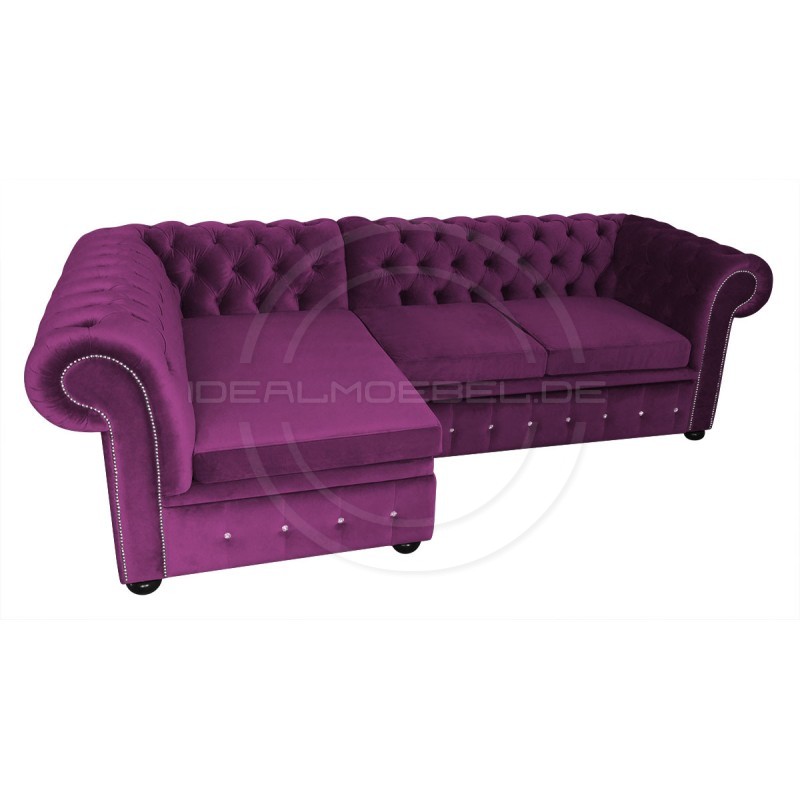Chesterfield Ecksofa mit Schlaffunktion und Stauraum Normal 160x260