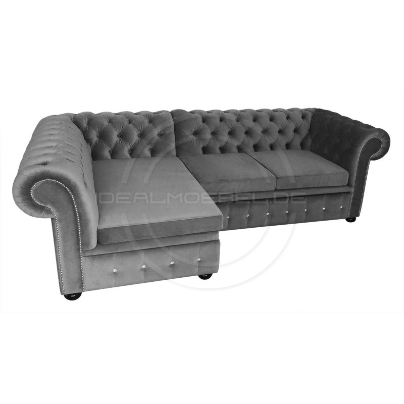 Chesterfield Ecksofa mit Schlaffunktion und Stauraum Normal 160x260