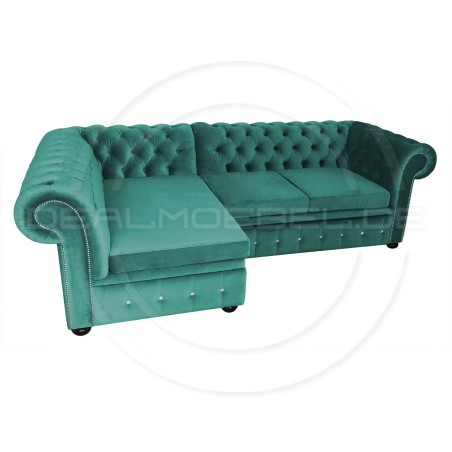 Chesterfield Ecksofa mit Schlaffunktion und Stauraum Normal 160x260