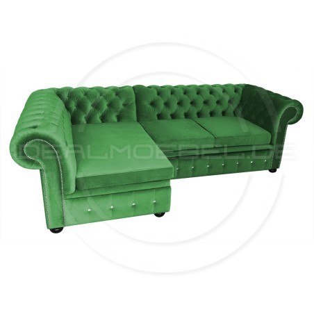 Chesterfield Ecksofa mit Schlaffunktion und Stauraum Normal 160x260