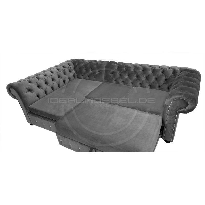Chesterfield Ecksofa mit Schlaffunktion und Stauraum Normal 160x260