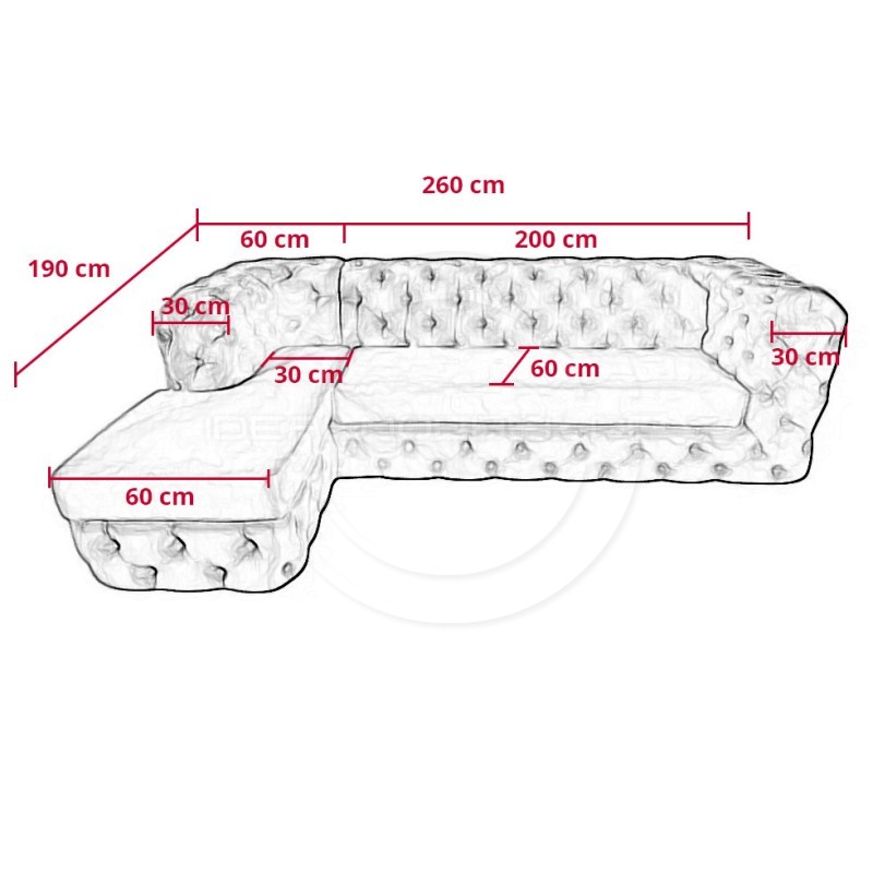 Chesterfield Ecksofa Lunar 190x260 cm | idealmoebel.de