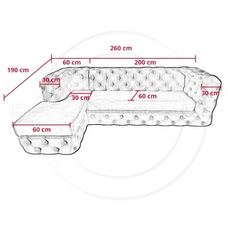 Chesterfield Ecksofa Lunar 190x260 cm | idealmoebel.de