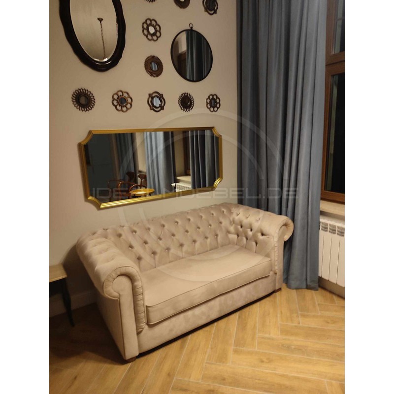 Chesterfield Schlafsofa March mit Schlaffunktion  Samt 2,5-Sitzer