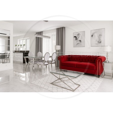 Chesterfield Sofa Canon mit alltagstauglicher Schlaffunktion,  Samt 3-Sitzer