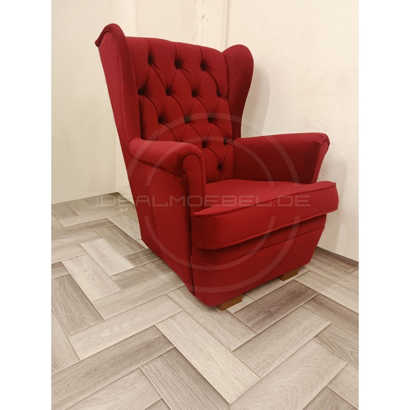 Chesterfield Ohrensessel Normal Samt