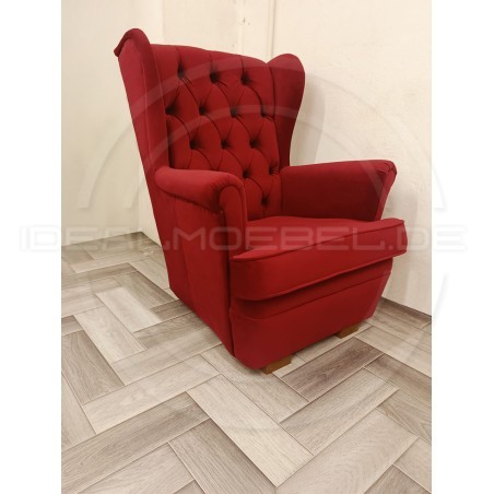 Chesterfield Ohrensessel Normal Samt