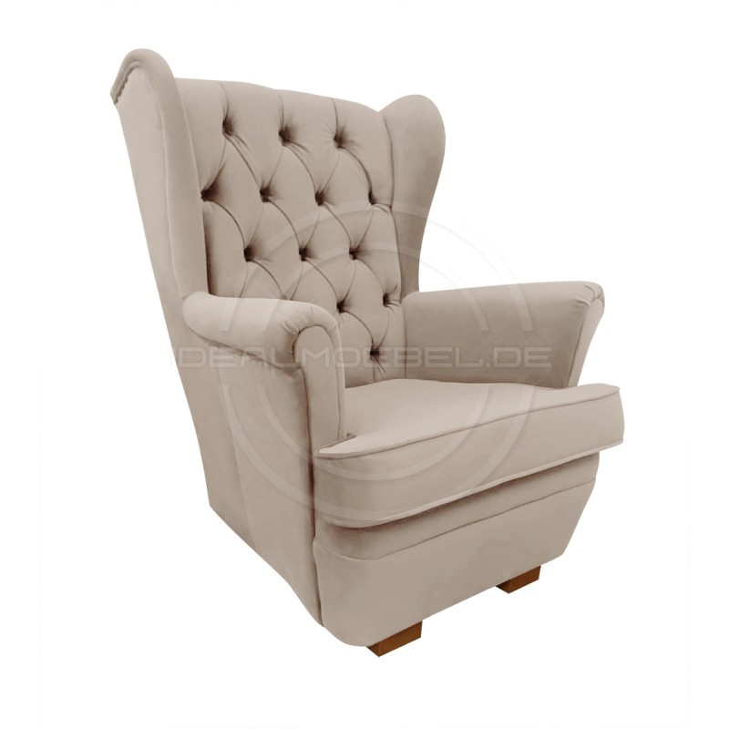 Chesterfield Ohrensessel Normal Samt