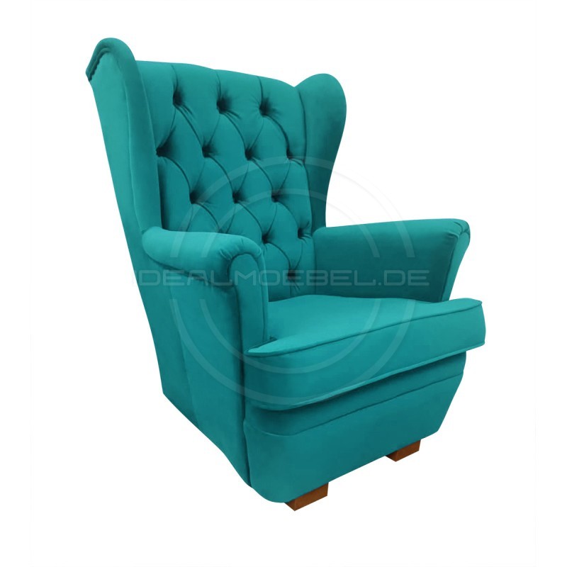 Chesterfield Ohrensessel Normal Samt