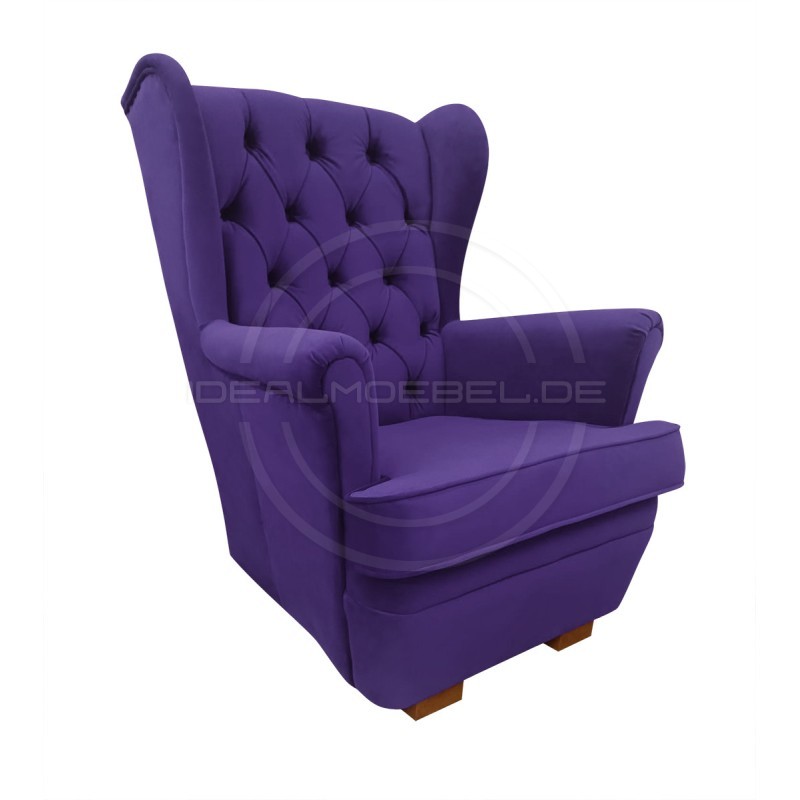 Chesterfield Ohrensessel Normal Samt