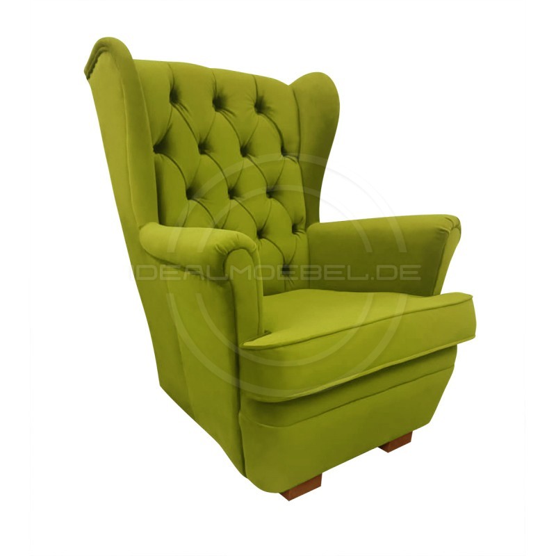 Chesterfield Ohrensessel Normal Samt