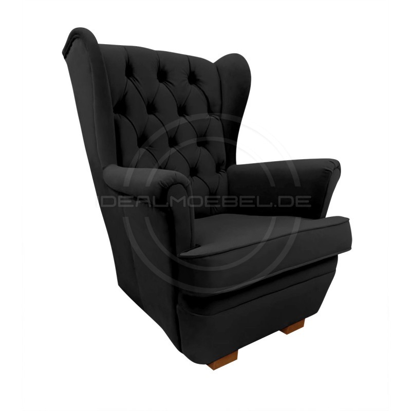 Chesterfield Ohrensessel Normal Samt