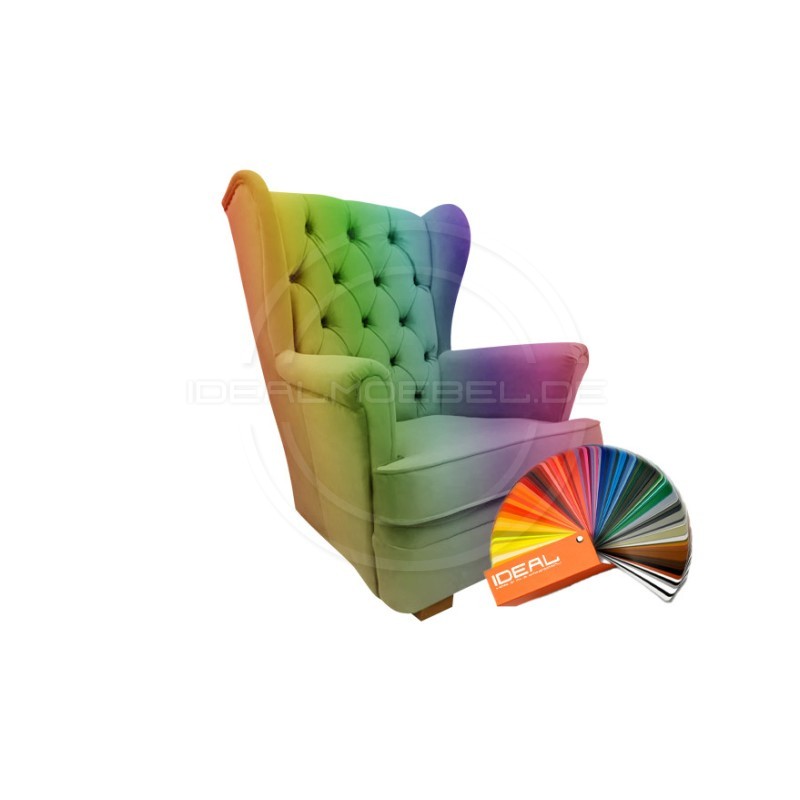 Chesterfield Ohrensessel Normal Samt