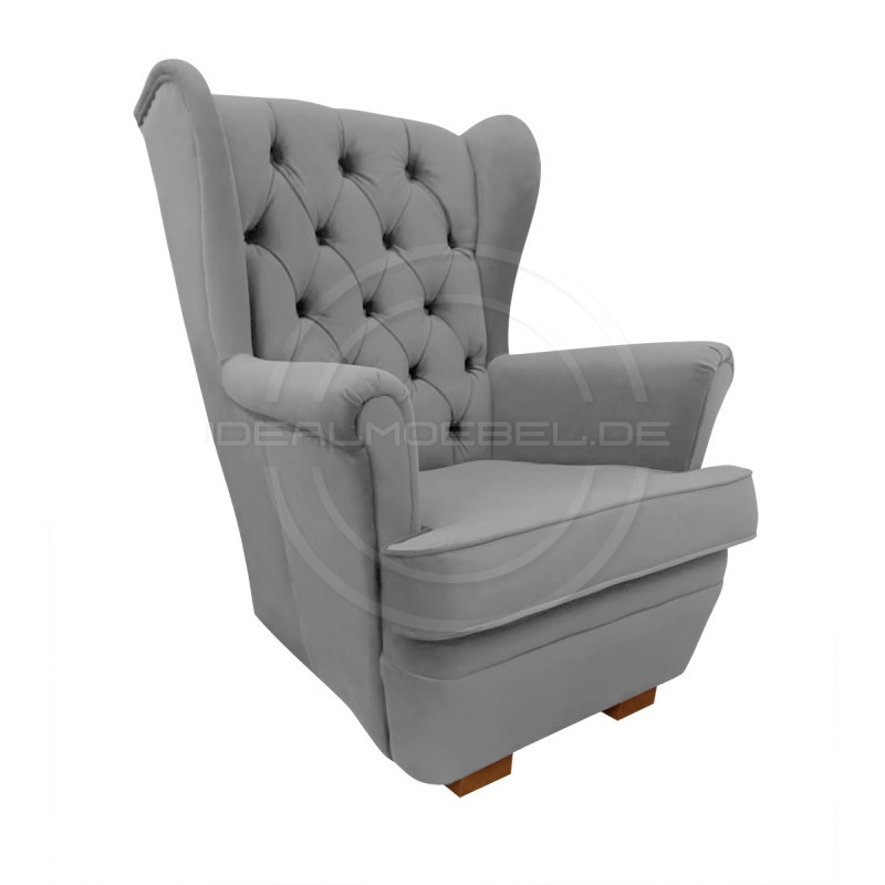 Chesterfield Ohrensessel Normal Samt