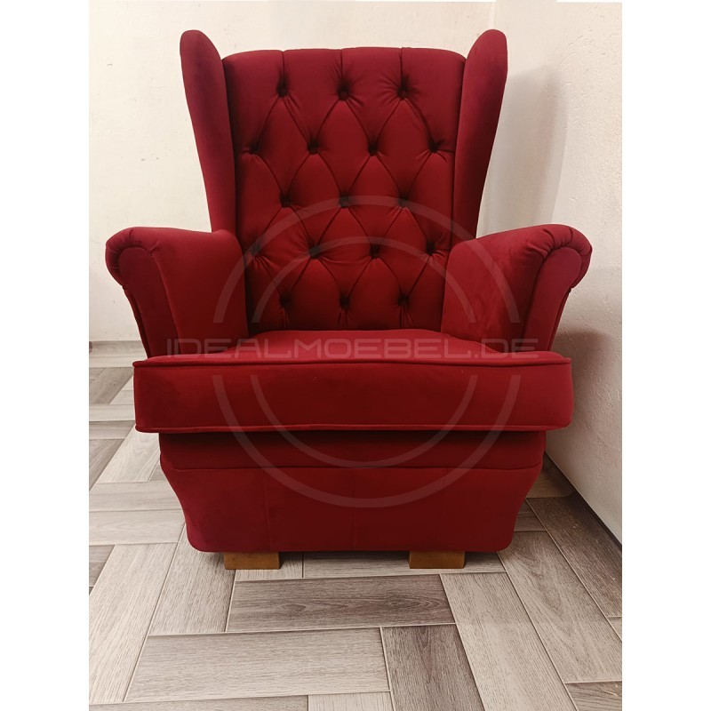 Chesterfield Ohrensessel Normal Samt