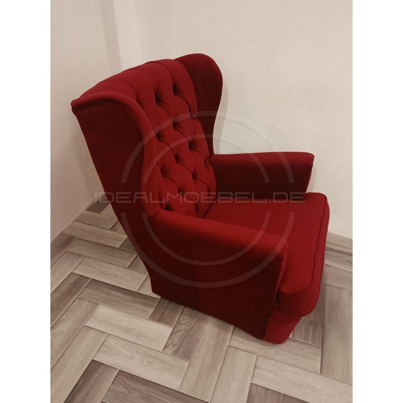 Chesterfield Ohrensessel Normal Samt