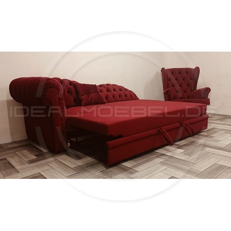 Empire Chaiselongue Chesterfield Normal mit Schlaffunktion Samt