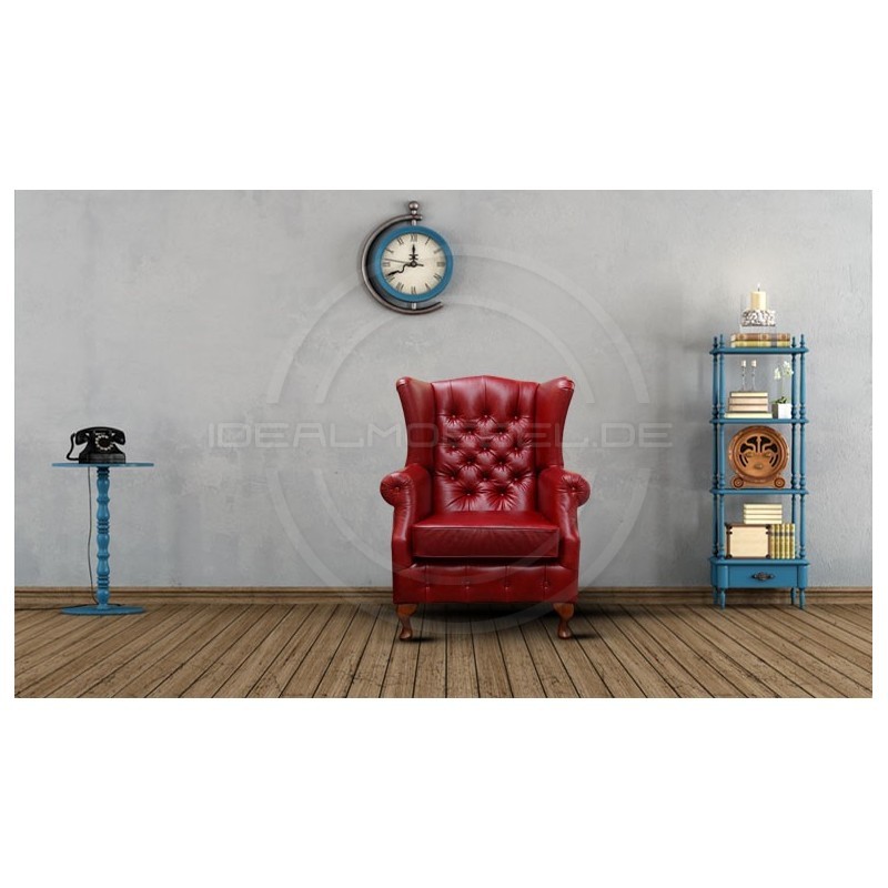 Fotel Chesterfield Uszak w skórze