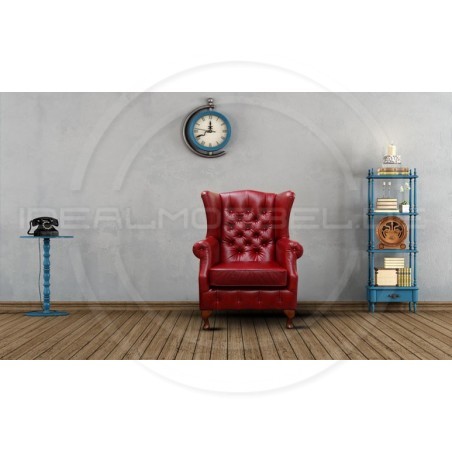 Fotel Chesterfield Uszak w skórze