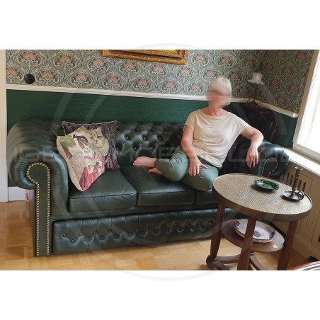 Chesterfield Schlafsofa Classic Plus mit Schlaffunktion, Leder, 3-Sitzer