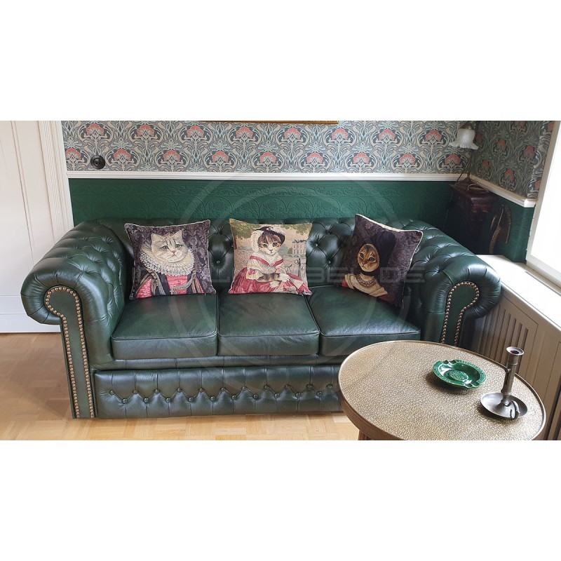 Chesterfield Schlafsofa Classic Plus mit Schlaffunktion, Leder, 3-Sitzer