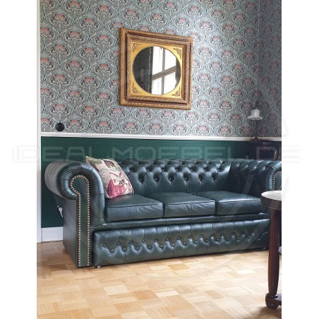 Chesterfield Schlafsofa Classic Plus mit Schlaffunktion, Leder, 3-Sitzer