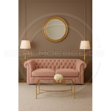 Chesterfield Schlafsofa March mit Schlaffunktion Samt 3-Sitzer