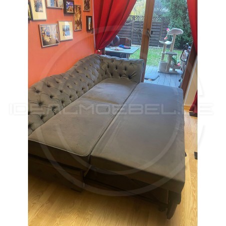 Chesterfield Chaiselongue Normal mit Schlaffunktion Samt
