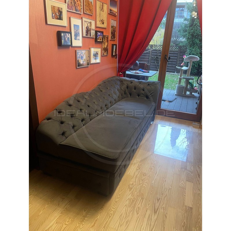 Chesterfield Chaiselongue Normal mit Schlaffunktion Samt