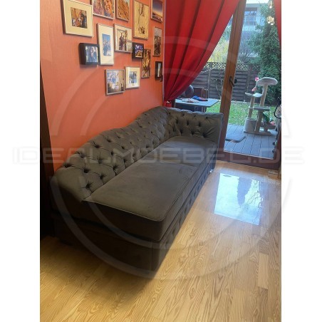 Chesterfield Chaiselongue Normal mit Schlaffunktion Samt