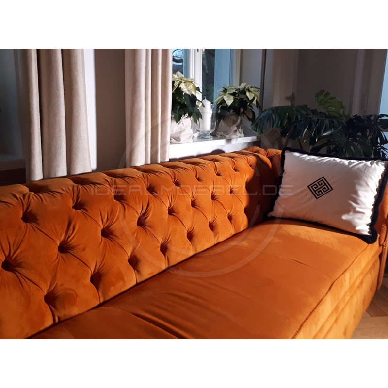 Chesterfield Schlafsofa  Normal Relax mit Schlaffunktion Samt 4-Sitzer