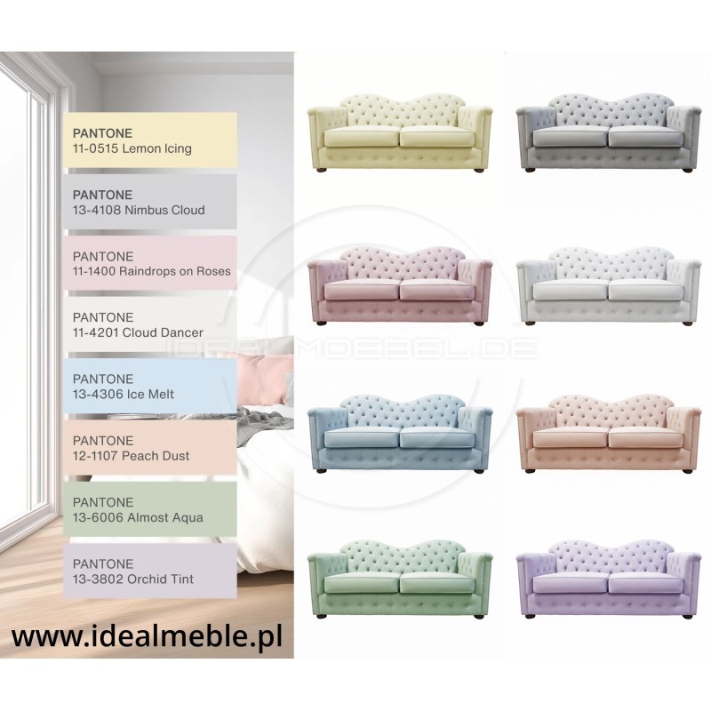 Chesterfield Schlafsofa Mondelebrity mit Schlaffunktion Samt 3-Sitzer