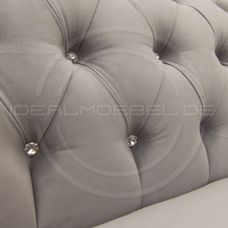 Chesterfield Sofa March mit Kristallen Samt 2-Sitzer