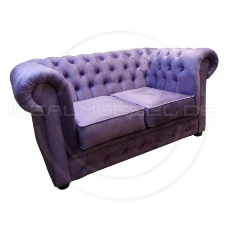 Chesterfield Sofa March Samt 2-Sitzer