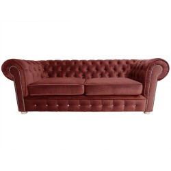 Chesterfield Sofa March mit Kristallen Samt 3-Sitzer