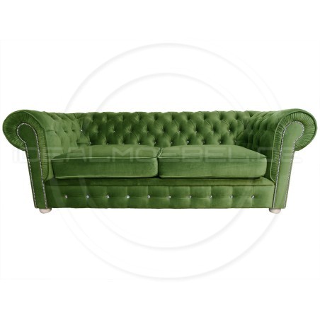 Chesterfield Sofa March mit Kristallen Samt 3-Sitzer