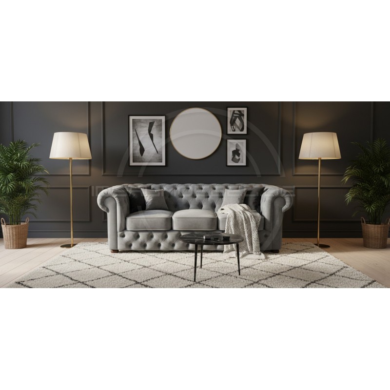 Chesterfield Sofa March Samt 3-Sitzer