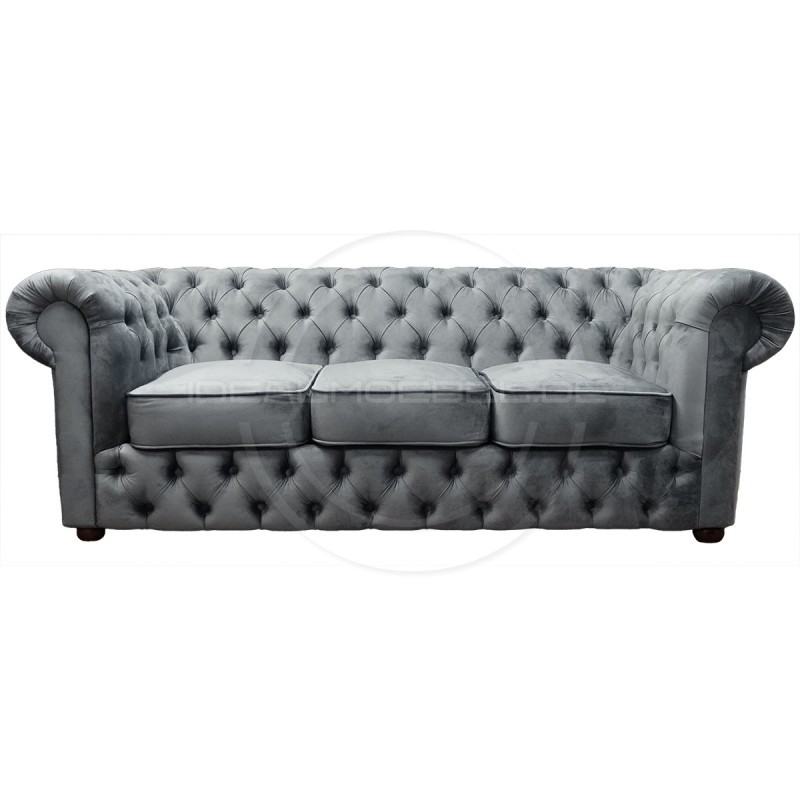 Chesterfield Sofa March Samt 3-Sitzer