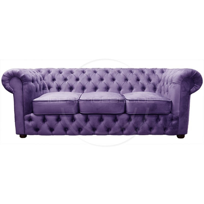 Chesterfield Sofa March Samt 3-Sitzer
