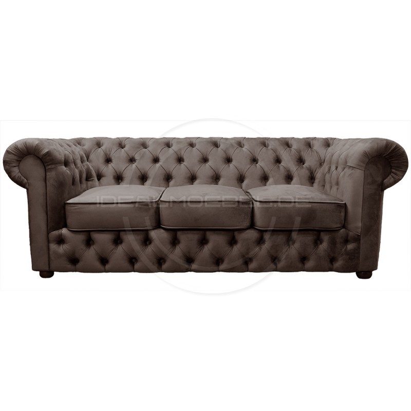 Chesterfield Sofa March Samt 3-Sitzer