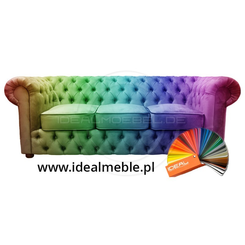 Chesterfield Sofa March Samt 3-Sitzer