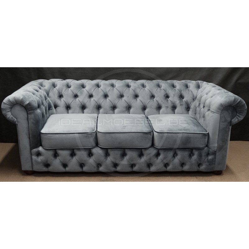 Chesterfield Sofa March Samt 3-Sitzer