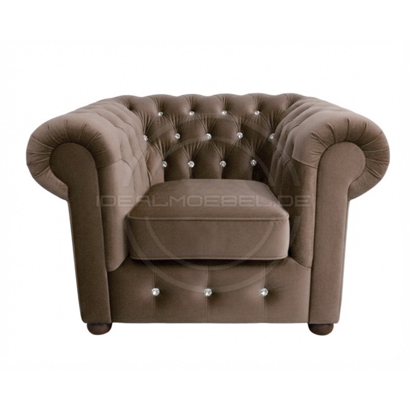 Chesterfield Sessel March mit Kristallen, Samt