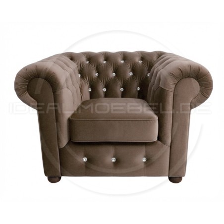 Chesterfield Sessel March mit Kristallen, Samt
