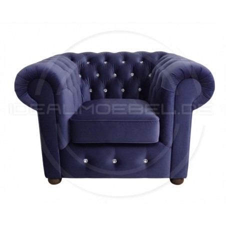 Chesterfield Sessel March mit Kristallen, Samt