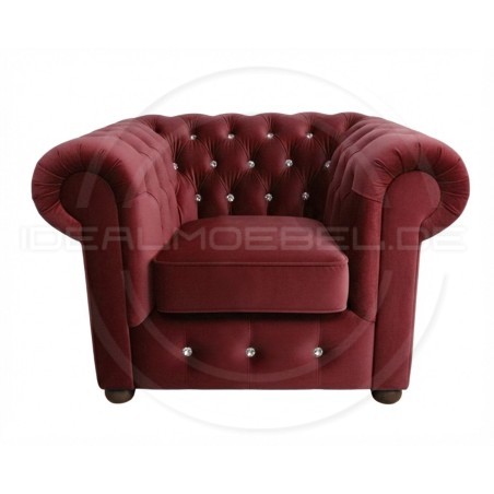 Chesterfield Sessel March mit Kristallen, Samt