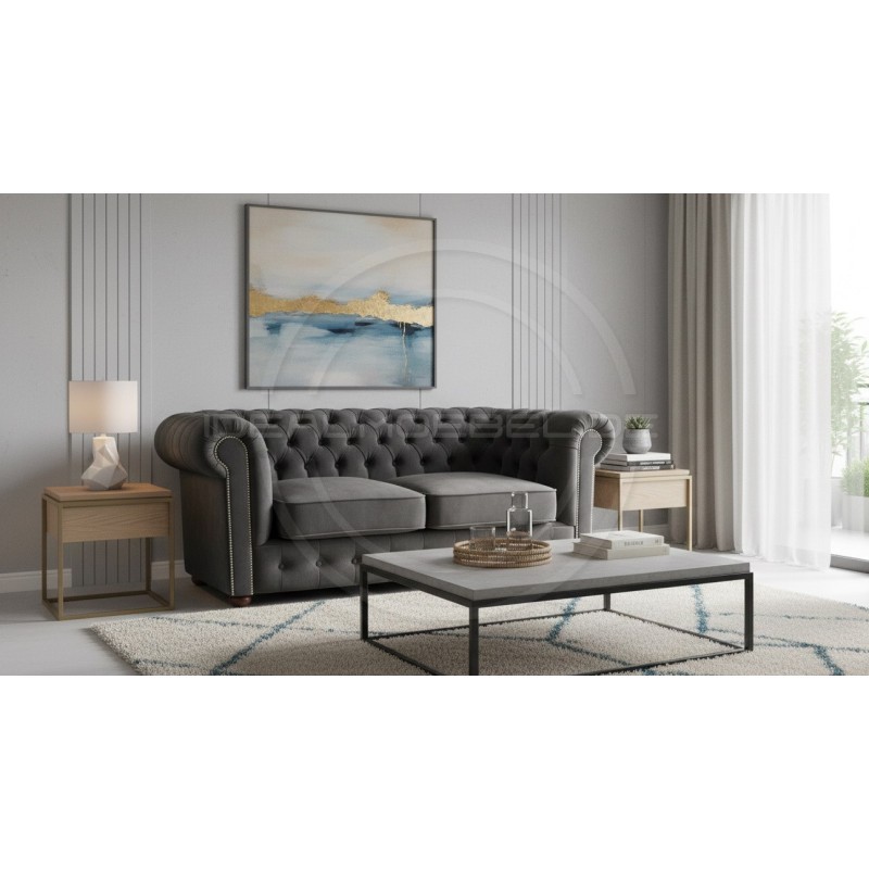 Chesterfield Schlafsofa March mit Schlaffunktion  Samt 2,5-Sitzer