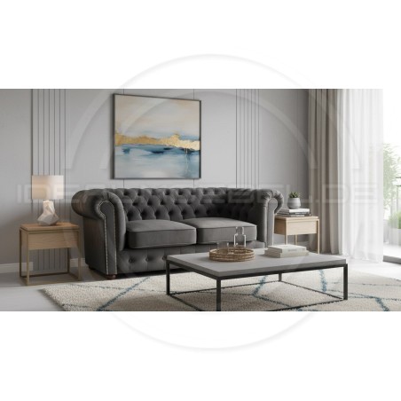 Chesterfield Schlafsofa March mit Schlaffunktion  Samt 2,5-Sitzer